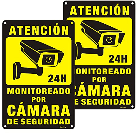 Goodvia Cartel Videovigilancia Aluminio Reflectante 20x30 cm, Placa Videovigilancia Metal Cartel Videovigilancia Metalico Duradero, Impermeable y Resistente UV, 2PCS