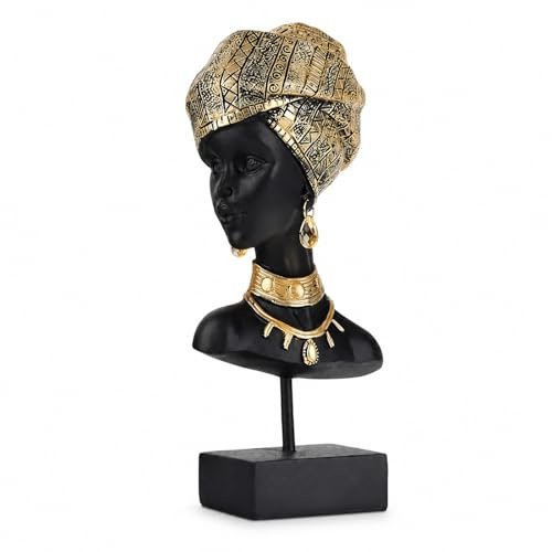 XIYOUQI Afrikanische Statue und Skulpturen für Heimdekoration, afrikanische Kunst, Stammesdame Figuren, Kopfstatuen, amerikanische Büste, Heimdekor-Akzent, geeignet für Wohnzimmer, Büro, Desktop-Dekor