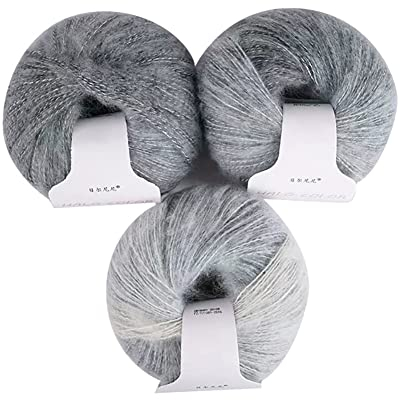 3 Bündel Verlauf Mohair Wolle zum Stricken, 3x30g Strickwolle Mohair weiche Häkelgarn Farbverlaufswolle Regenbogen Strick Angora Warm Mohairwolle für DIY Stricken Langwollgarn Häkelgarnzubehör