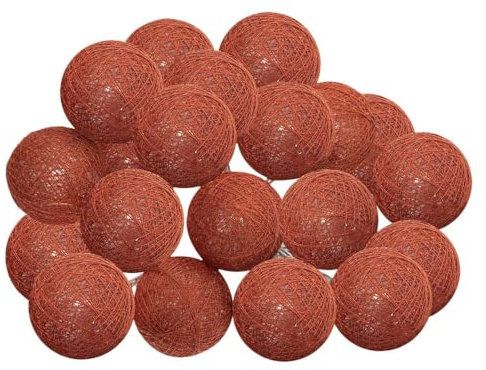 Atmosphera - Guirlande LED - 20 boules - coton et cuivre - rose terracotta - D6 cm