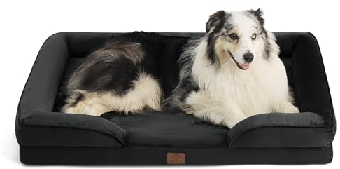 BEDSURE orthopädisches Hundebett Ergonomisches Hundesofa - 106x80 cm Hundecouch mit eierförmiger Kistenschaum für große Hunde, waschbar rutschfest Hundebetten, schwarz