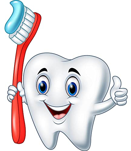 Kleberio selbstklebender Aufkleber Zahn mit Zahnbürste Zahnarzt Zahnfee Kinder Zahnpflege Sticker 22 x 18 cm