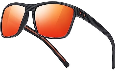 kunchu Polarisierte Sonnenbrille Herren Damen Sportbrille Sonnenbrillen Unisex Klassische Retro Vintage UV400 Schutz Sunglasses Men Rechteckig Schwarz Sonnen brille Männer Für Outdoor Wandern Angeln