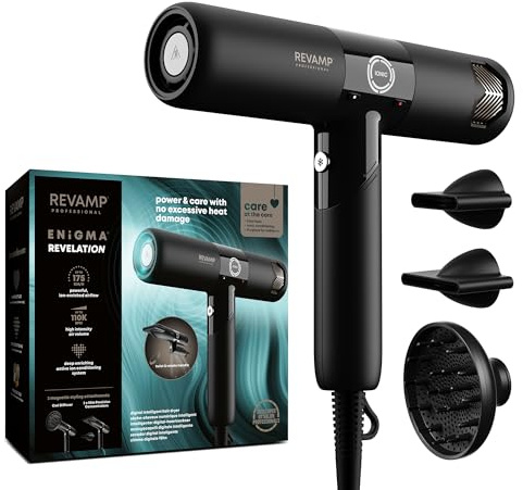 Revamp iGen Progloss professionelle SUPERLITE Haartrockner – 2 Stylingdüsen, 1 Diffusor-Aufsatz, 4 Hitze- und 3 Geschwindigkeitsstufen – Ein Leichtgewicht für unterwegs