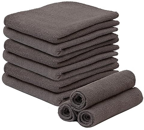 Sasma Home Confezione da 10 asciugamani per bambini, set di asciugamani grandi da 30 x 30 cm, per neonati e bambini, panni riutilizzabili multiuso (grigio)