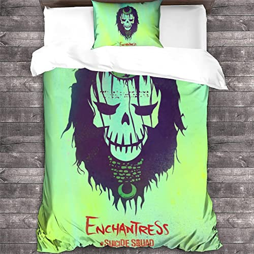 Suicide Squad-Bettbezug Mikrofaser Bettwäsche Set, 3D Harley Quinn-Druck Bettbezug Kissenbezug Männer Frauen Set Von 3 Winter Soft Bettbezug Single(135x200cm)