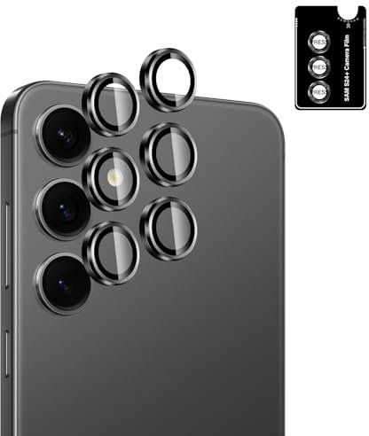 Lutree per Samsung Galaxy S24 Plus 5G/S24+ 5G Pellicola Protettiva Fotocamera, 2 Pezzi Durezza 9H Lenti Individuali Protezione Schermo, Anello in Metallo+Vetro Temperato, HD Anti-Graffio -Nero