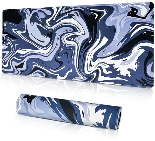 Vicloon Gaming Mauspad, XXL 800 x 300 mm Fluid Art Mauspad Groß, Tischunterlage Large Size, Wasserdicht Großes & Rubber Base Mauspad, für Büro Computer, Tastatur und Maus (White-Black)