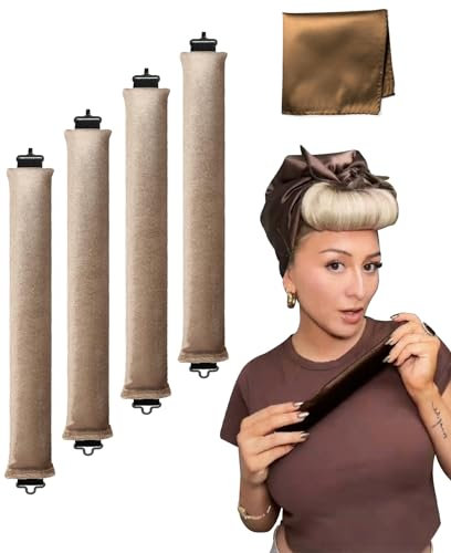 Jumbo Overnight Gewellte Lockenwickler Blowout Rods - No Heat Hair Waver Tool für Volumen und Wellen auf langem Haar - Curling Stirnband in Khaki