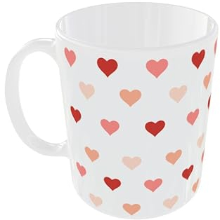 C&P taza corazones blanco brillo con asa e inteior rojo 350 ML (Blanca)