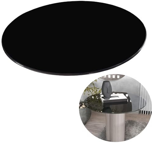 Plateau De Table Rond En Verre, Diamètre 38-100cm, Dessus De Table Ronde En Verre Trempé 8mm Épaisseur, Multipurpose for Patio Lazy Susan Tabletop Replacement ( Color : Black , Size : 100CM(40INCH) )