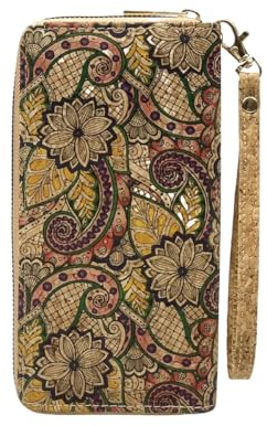 LAM GALLERY Vegane Kork-Geldbörse, Handtaschen für Damen, umweltfreundliche Kork-Clutch, Handgelenkmuster 3 Licht