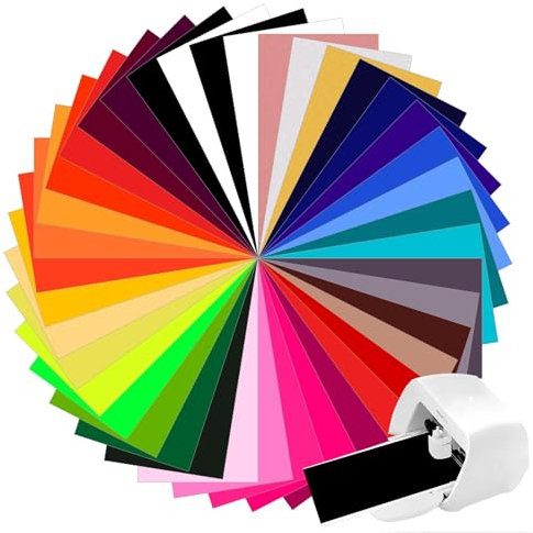 40pcs Smart iron on für Cricut Joy Xtra, 24cm*30.5cm Plotterfolie Textil, Heat Transfer Vinyl, Flexfolie Rollen für Kleidung Bügelfolie, T-Shirts & Mehr Stoffen, DIY Muster