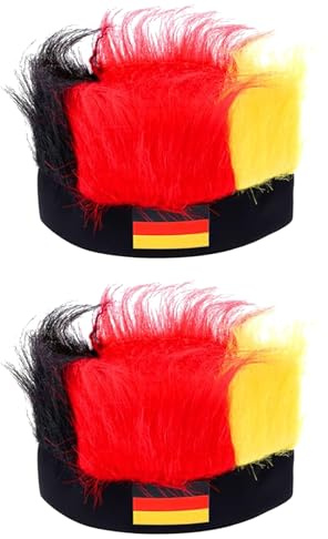 Deutschland Fanartikel Perücke,Deutschland Perücke Fussball 2024 Fan German Wig Haarband, Deutschland Fanperücke Schwarz-Rot-Gold, Fussball Fanartikel for Frauen & Männer (2PCS)