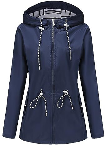 DKLOVIFU Damen Regenjacke Einfarbig Übergröße mit Kapuze, Einmal Regenponcho Regenmantel Damen Wasserdicht Atmungsaktiv Regenponcho Festival Wasserdicht Regenjacke 164 (BU1, M)