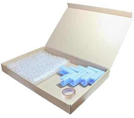 Laptop Boxes Kit includes Box, Bubble Wrap, Tape and four Corners for Shipping, Postage, Packing - Size 46 cm x 34 cm x 5 cm - Easy Assembly and No Tape Needed