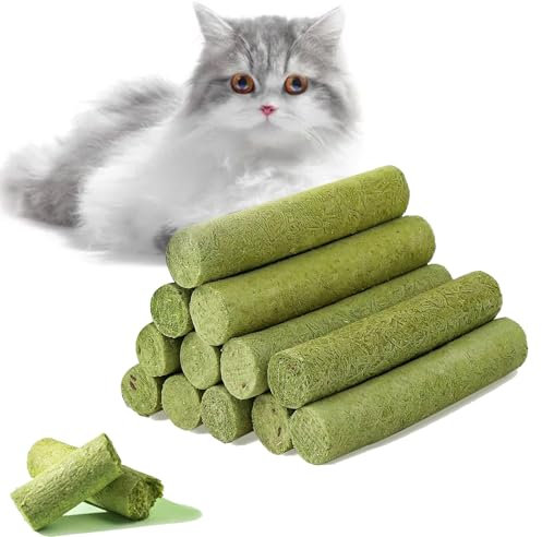 Collations pour Chats Herbe à Chat, Bâton de Dentition d'herbe de Chat, Snack pour Chat Lyophilisé, Comestible Collations pour Chats, Herbe à Chat Comestible, pour Le Nettoyage des Dents 45g