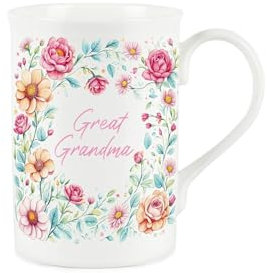 Floral Great Grandma Mug - Pink Flowers Mothers Day Present - Bone China Coffee/Tea Mug - Gifts for Great Grandmas