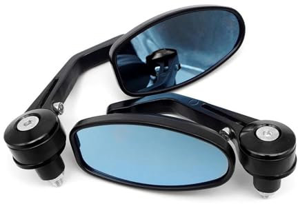 Lenkerendenspiegel Für Kawasaki Für Vulcan S 650 Motorrad 7/8'' Aluminium Lenkerenden Lenker Rückspiegel Seitenspiegel Rückspiegel Seitenansicht am Lenker(Schwarz)