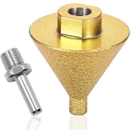 38mm/50mm M10 Diamond Beveling Chamfer Bit, Countersink Drill Bit Shower Porcelain Tile Hole Cutter for Angle Grinder and Existing Holes Enlarging Trimming with 1pcs Thread Adapter (Φ50mm Umbrella)