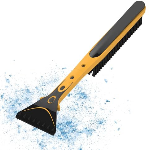 AUPROTEC Auto Schneebesen mit Eiskratzer 2in1 Abnehmbarer Scheibenkratzer, aus robustem ABS, Schwarz-Gelb