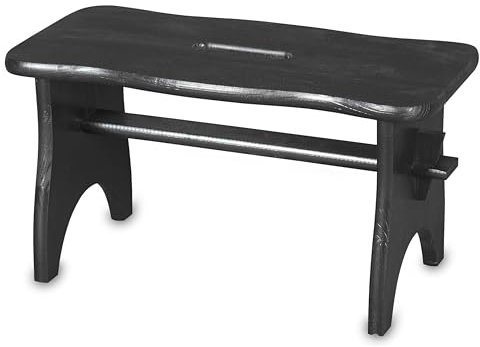 Pinus - Holzhocker 38x18x21 cm, Tritthocker aus Holz, Fußbank, Hocker, Holzschemel für Kinder, Stabil und Bequem, Kleiner Hocker, Schemel Holz, Sitzhocker - Schwarz Farbe
