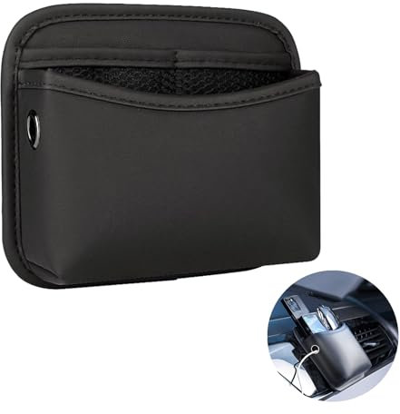 Napa Leather Car Side Pocket Organizer, Universal Front Seat Console Pocket, Car Gap Filler Storage Box for Phone Keys Coins Glasses (Black)