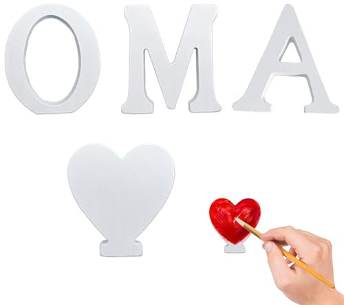 YJFY 1 Satz Holzbuchstaben OMA und OPA Holzbuchstaben Dekoration Opa Oma geschenk handwerk Voller Leidenschaft Für Geburtstagsgeschenke, Geschenke zum Vatertag, Geschenke zum Muttertag (Weiß OMA)