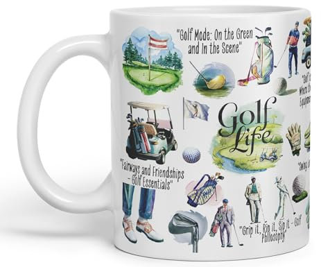Vixar Golf Life Golfer Sport Joke sarkasm Sarcastic Ceramic Coloured Mug Cup for Tea Coffee Hot Brew 330ml 11Oz Gift (White)