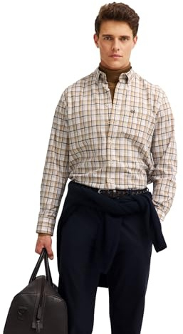 bugatti Herren Freizeithemd Langarm 9350-88400D | Modern Fit Baumwolle Button-Down-Kragen Easy-Care Karo-Muster