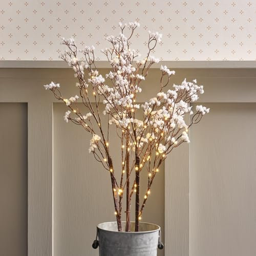 Lights4fun Beleuchtete Weiße Frühlingszweige Lichterzweige Leuchtzweige Blüten Frühlingsdeko Batteriebetrieben Künstliche Blumen Blumenstrauß Beleuchtet Fenster Osterdeko Innen 80 cm