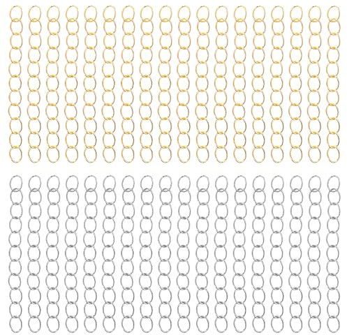 Mabor 50mm Armbänder Kettenverlängerung Gold Silber，200 Stück Ketten Verlängerung Gold Silber Metall Kettenverlängerung Tail Chain Verlängerung für DIY Schmuckherstellung Armband Schlüsselanhänger