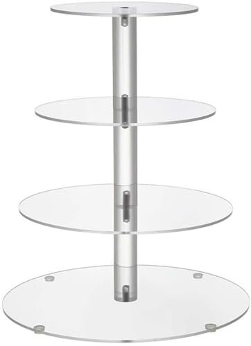 BetterJonny Tortenständer Etagere 4 Etagen, Cupcake Ständer Tortenständer 4 Etagen Acryl Etagere Tortenständer aus Acryl Runde Acrylständer Kuchenständer für Hochzeit Party Nachmittagstee Geburtstag
