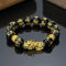 Bracelet en Perles de Pierre d'obsidienne à Six caractères Pixiu de Style Chinois - A1