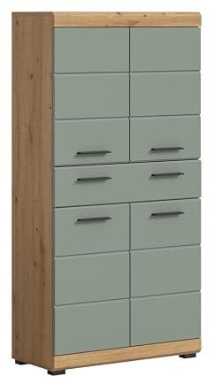 xonox.home Bad Scout X06N3715 Badmidischrank Badezimmerschrank Schrank in Salbei und Artisan Eiche Nachbildung, ca. B/H/T: 74x141x31 cm