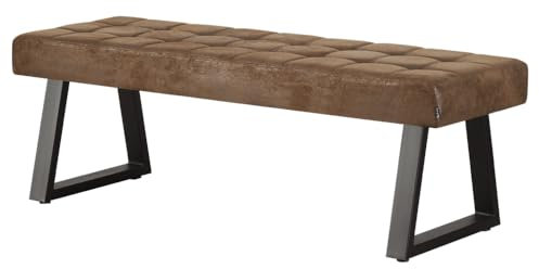 Sitzbank Dolce | gepolsterte Esszimmerbank 140 cm Polsterbank für Esszimmer, Garderobe, Küche | Industrial modern Design | Braun, 11304-140-BROW