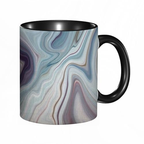reyawdf Tasse Originale avec Illustration Personnalisée, Noir Granit Marbre Blanc Gris Motif Abstrait,Mug Humour pour Collègue, Cadeau Unique pour Noël, Anniversaire, Retraite, Amis et Famille,330ml