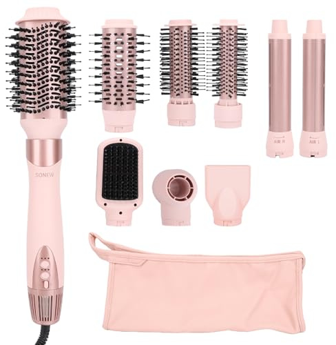 Sonew FlexStyle Air Styling & Drying System | 2 Styles (6-in-1 & 9-in-1) with Automatic Curling Iron, Oval & Straightening Brushes | Powerful Hair Dryer & Multi-Styler (Light Pink)