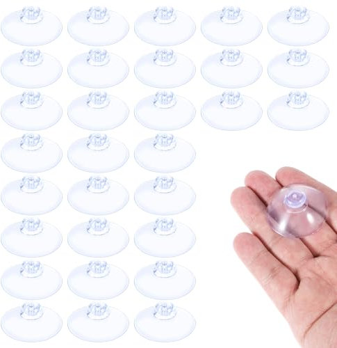simarro 30 ventose senza ganci, in PVC trasparente, 40 mm, ventose rotonde, in plastica, per esterni, cucina, bagno, finestra