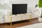 Dmora - Fernsehschrank Gussola, Ständer für Wohnzimmerfernseher, Niedriges Wohnzimmer-Sideboard, TV-Ständerbasis, 180x30 h50 cm, Beige und Gold