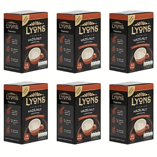 Lyons Premium Instant Coffee Assorted Flavours+ FabFinds Mystery Mug (6, Hazelnut Cappuccino)