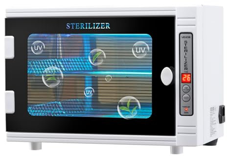 VEVOR UV Sterilisator Nagelwerkzeug-Reinigungsmaschine (12 L / 5 W) multifunktionale Nagelreiniger Sterilisator mit Timer-Einstellung, Reinigungskabinett mit Tür aus gehärtetem Glas, für Labore