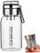 Botellas de agua de vidrio, 750 ml de botella de té de calor/fría resistente al frío con taza de vidrio transparente infusor con tapa a prueba de fugas y correa de mango portátil para deportes.