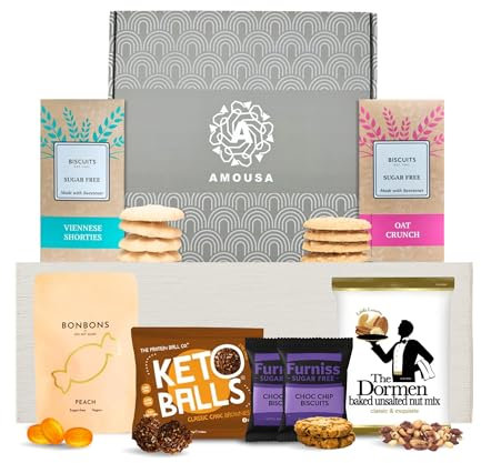 Diabetic Hamper – This Low Sugar Gift Set Includes Biscuits, Sweets, Nuts & Keto Snack Balls – Diabetic Gifts for Men & Women – Sugar Free Hamper Ideal For Anyone Following a SF Diet