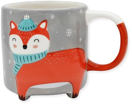 Winkee - Cute Animal Kaffeetassen | Die süße Kaffee-Tasse & Tee-Becher in groß | XXL Tasse ca. 450 ml | Cute Coffee Mug (Winter Edition Fuchs)