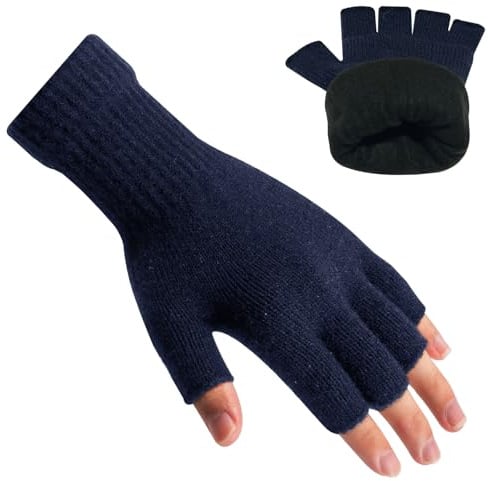 Rahhint Alpaka Wolle Fingerlose Winterhandschuhe Doppellagig - Elastische, Atmungsaktive & Wärmendehandschuhe zum Tippen, Arbeiten, Fahren - Thermo Handschuhe für Büro, Homeoffice und Freizeit
