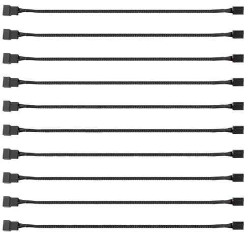 Jooehyer 10PCS 4 Pin PWM Fan Extension Power Cable Connector Case Male to Female Extending Cables Compatible with 4 Pin/3Pin Fan