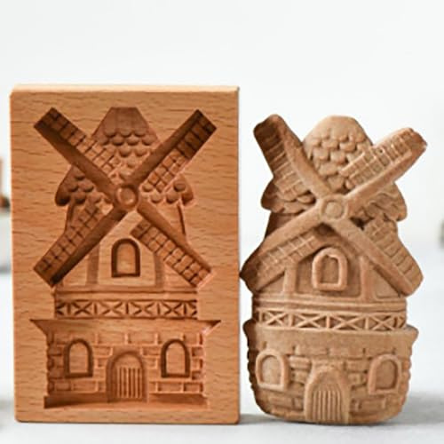 Holz Keksformen - Plätzchenformen aus Naturholz mit Antihaft-Beschichtung, Backformen für Weihnachten, Ostern, Geburtstag & Festtage, DIY Keksstempel für Kinder & Erwachsene (Haus)