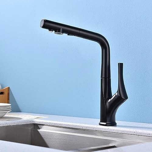 XCHSXYL Ausziehbarer Küchenhahn mit 2 Modi, schwenkbar, Chrom, 3-Wege-Mischer mit Wasserfilter, Einhebel-Design für einfache Bedienung, moderner Osmose-Küchenhahn (Farbe: Weiß)