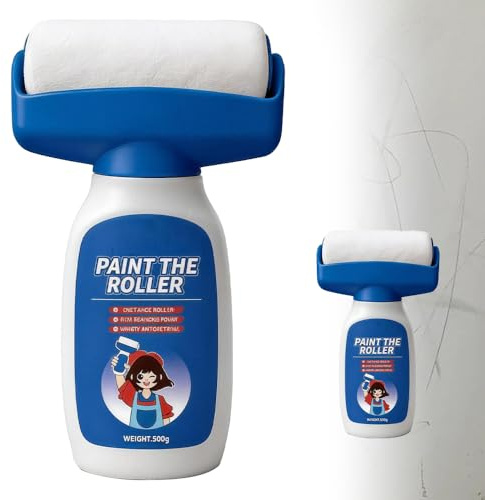 Weciau Wandfarbe Ausbessern Weiß, 500g Wandreparatur Rollbürste, Ausbesserungsfarbe Weiss mit Wandreparaturpaste, Weiße Farbe Wand Ausbessern für Graffiti Kratzer Flecken Risse, Beschädigte Wände